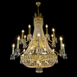Casa Padrino Luxus Barock Kristall Kronleuchter Gold Ø 110 x H. 131 cm - Prunkvolle Messing Kronleuchter mit böhmischem Kristallglas - Barock Möbel - Edel & Prunkvoll