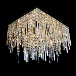 Casa Padrino Luxury Crystal Chandelier Silver Ø 35 x H. 200 cm - Magnificent Brass Chandelier with Bohemian Crystal Glass - Baroque Furniture - Noble & Magnificent