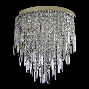Casa Padrino Lustre en cristal de luxe Argent Ø 50 x H. 50 cm - Somptueuse Lustre en laiton avec cristal de Bohême - Meubles baroques - Noble & somptueux