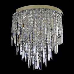 Casa Padrino Lustre en cristal de luxe Argent Ø 50 x H. 50 cm - Somptueuse Lustre en laiton avec cristal de Bohême - Meubles baroques - Noble & somptueux