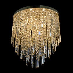 Casa Padrino Lustre en cristal de luxe Argent Ø 50 x H. 50 cm - Somptueuse Lustre en laiton avec cristal de Bohême - Meubles baroques - Noble & somptueux