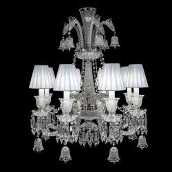 Casa Padrino Luxus Barock Kristall Kronleuchter Silber Ø 67 x H. 74 cm - Prunkvolle Messing Kronleuchter mit böhmischem Kristallglas - Barock Möbel - Edel & Prunkvoll Casa Padrino Luxus Barock Kristall Kronleuchter Silber Ø 67 x H. 74 cm - Prunkvolle Messing Kronleuchter mit böhmischem Kristallglas - Barock Möbel - Edel & Prunkvoll
