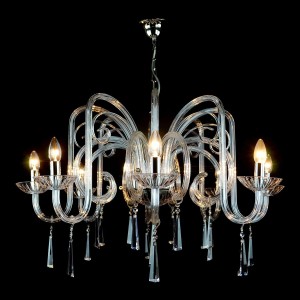 Casa Padrino Lustre en cristal baroque de luxe Argent Ø 90 x H. 58 cm - Somptueuse Lustre en laiton avec cristal de Bohême - Meubles baroques - Noble & somptueux