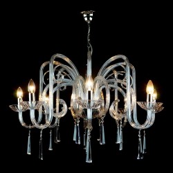 Casa Padrino Lampadario in cristallo barocco di lusso Argento Ø 90 x H. 58 cm - Sontuosa Lampadario in ottone con cristallo di Boemia - Mobili barocchi - Nobile e sontuoso Casa Padrino Lampadario in cristallo barocco di lusso Argento Ø 90 x H. 58 cm - Sontuosa Lampadario in ottone con cristallo di Boemia - Mobili barocchi - Nobile e sontuoso