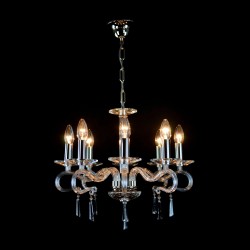 Casa Padrino Lámpara de techo de cristal de lujo Plata Ø 50 x H. 42 cm - Suntuosa Lámpara de techo de latón con cristal de Bohemia - Muebles barrocos - Noble y suntuosa