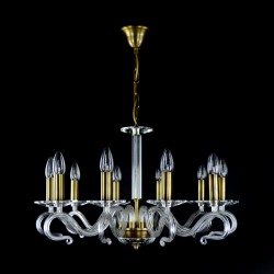 Casa Padrino Lámpara de techo de cristal de lujo Plata Ø 61 x H. 45 cm - Suntuosa Lámpara de techo de latón con cristal de Bohemia - Muebles barrocos - Noble y suntuosa