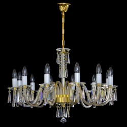 Casa Padrino Lampadario in cristallo barocco di lusso Oro Ø 72 x H. 50 cm - Sontuosa Lampadario in ottone con cristallo di Boemia - Mobili barocchi - Nobile e sontuoso