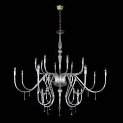 Casa Padrino Lampadario in cristallo barocco di lusso Argento Ø 160 x H. 140 cm - Sontuosa Lampadario in ottone con cristallo di Boemia - Mobili barocchi - Nobile e sontuoso Casa Padrino Lampadario in cristallo barocco di lusso Argento Ø 160 x H. 140 cm - Sontuosa Lampadario in ottone con cristallo di Boemia - Mobili barocchi - Nobile e sontuoso