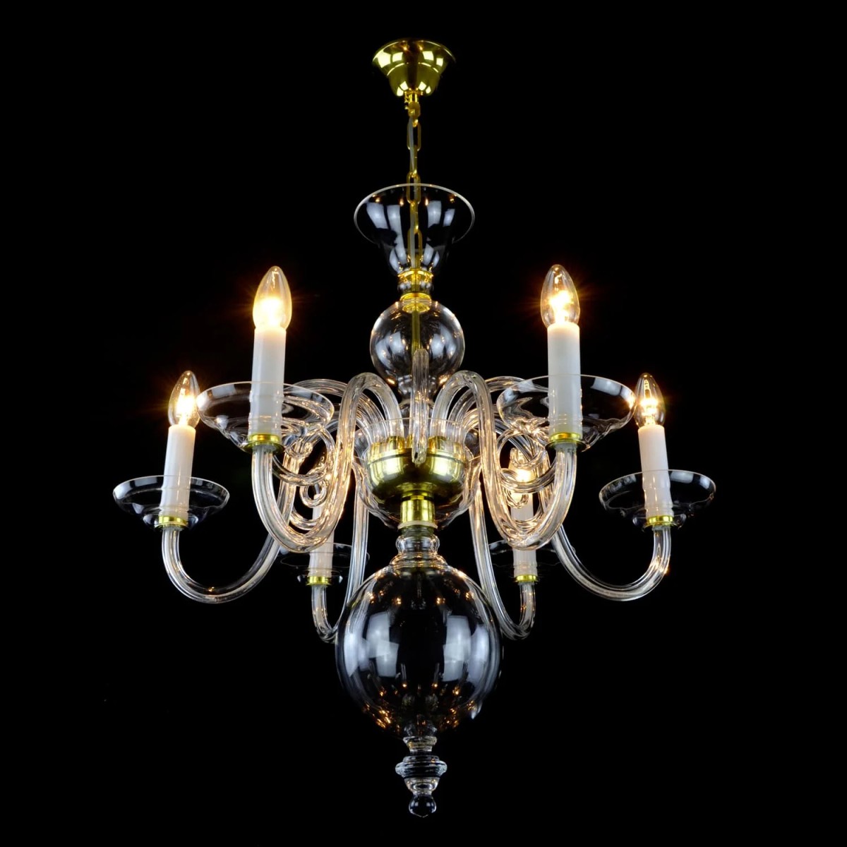 Casa Padrino Lampadario in cristallo barocco di lusso Oro Ø 60 x H. 60 cm - Sontuosa Lampadario in ottone con cristallo di Boemia - Mobili barocchi - Nobile e sontuoso Casa Padrino Lampadario in cristallo barocco di lusso Oro Ø 60 x H. 60 cm - Sontuosa Lampadario in ottone con cristallo di Boemia - Mobili barocchi - Nobile e sontuoso