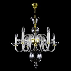 Casa Padrino Lampadario in cristallo barocco di lusso Oro Ø 60 x H. 60 cm - Sontuosa Lampadario in ottone con cristallo di Boemia - Mobili barocchi - Nobile e sontuoso Casa Padrino Lampadario in cristallo barocco di lusso Oro Ø 60 x H. 60 cm - Sontuosa Lampadario in ottone con cristallo di Boemia - Mobili barocchi - Nobile e sontuoso