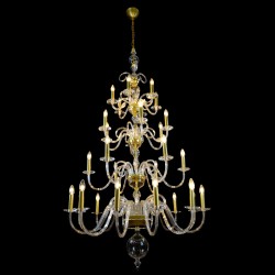 Casa Padrino Lampadario in cristallo barocco di lusso Oro Ø 100 x H. 200 cm - Sontuosa Lampadario in ottone con cristallo di Boemia - Mobili barocchi - Nobile e sontuoso Casa Padrino Lampadario in cristallo barocco di lusso Oro Ø 100 x H. 200 cm - Sontuosa Lampadario in ottone con cristallo di Boemia - Mobili barocchi - Nobile e sontuoso