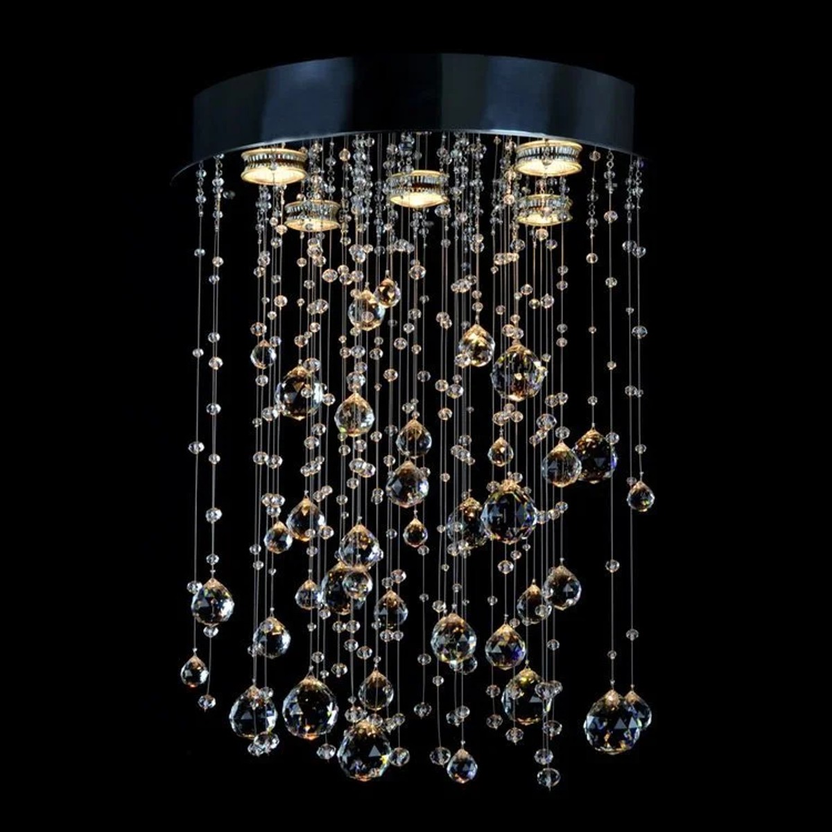 Casa Padrino Lampadario in cristallo di lusso Argento Ø 40 x H. 50 cm - Sontuosa Lampadario in ottone con cristallo di Boemia - Mobili barocchi - Nobile e sontuoso Casa Padrino Lampadario in cristallo di lusso Argento Ø 40 x H. 50 cm - Sontuosa Lampadario in ottone con cristallo di Boemia - Mobili barocchi - Nobile e sontuoso
