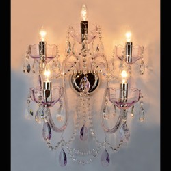 Casa Padrino Applique murale en cristal baroque de luxe Argent 43 x 24 x H. 55 cm - Somptueuse Applique murale en laiton avec cristal de Bohême - Meubles baroques - Noble & somptueux Casa Padrino Applique murale en cristal baroque de luxe Argent 43 x 24 x H. 55 cm - Somptueuse Applique murale en laiton avec cristal de Bohême - Meubles baroques - Noble & somptueux
