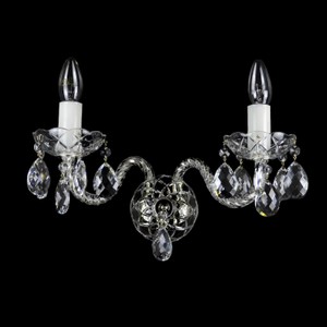Casa Padrino Lámpara de pared de cristal barroco de lujo Plata 38 x 18 x H. 20 cm - Suntuosa Lámpara de pared de latón con cristal de Bohemia - Muebles barrocos - Noble y suntuosa