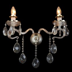 Casa Padrino Applique murale en cristal baroque de luxe Argent 38 x 18 x H. 40 cm - Somptueuse Applique murale en laiton avec cristal de Bohême - Meubles baroques - Noble & somptueux Casa Padrino Applique murale en cristal baroque de luxe Argent 38 x 18 x H. 40 cm - Somptueuse Applique murale en laiton avec cristal de Bohême - Meubles baroques - Noble & somptueux