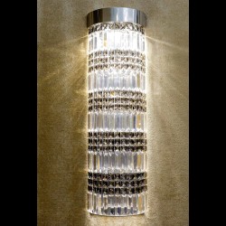 Casa Padrino Lámpara colgante de cristal de lujo Plata Ø 24.5 x H. 80 cm - Suntuosa Lámpara colgante de latón con cristal de Bohemia - Muebles barrocos - Noble y suntuosa