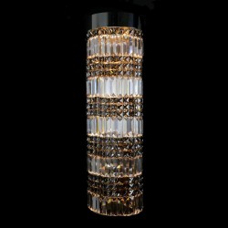 Casa Padrino Lámpara colgante de cristal de lujo Plata Ø 24.5 x H. 80 cm - Suntuosa Lámpara colgante de latón con cristal de Bohemia - Muebles barrocos - Noble y suntuosa