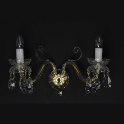 Casa Padrino Applique murale en cristal baroque de luxe Or 45 x 20 x H. 25 cm - Somptueuse Applique murale en laiton avec cristal de Bohême - Meubles baroques - Noble & somptueux