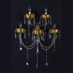 Casa Padrino Applique murale en cristal baroque de luxe Or 50 x 26 x H. 65 cm - Somptueuse Applique murale en laiton avec cristal de Bohême - Meubles baroques - Noble & somptueux