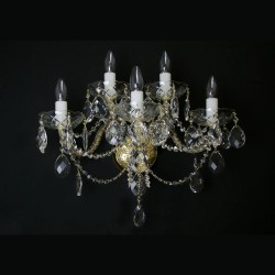 Casa Padrino Applique murale en cristal baroque de luxe Or 53 x 28 x H. 41 cm - Somptueuse Applique murale en laiton avec cristal de Bohême - Meubles baroques - Noble & somptueux Casa Padrino Applique murale en cristal baroque de luxe Or 53 x 28 x H. 41 cm - Somptueuse Applique murale en laiton avec cristal de Bohême - Meubles baroques - Noble & somptueux