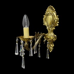 Casa Padrino Applique murale en cristal baroque de luxe Or 12 x 20 x H. 32 cm - Somptueuse Applique murale en laiton avec cristal de Bohême - Meubles baroques - Noble & somptueux