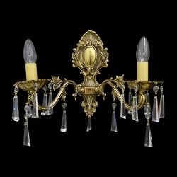 Casa Padrino Applique murale en cristal baroque de luxe Or 40 x 20 x H. 32 cm - Somptueuse Applique murale en laiton avec cristal de Bohême - Meubles baroques - Noble & somptueux Casa Padrino Applique murale en cristal baroque de luxe Or 40 x 20 x H. 32 cm - Somptueuse Applique murale en laiton avec cristal de Bohême - Meubles baroques - Noble & somptueux