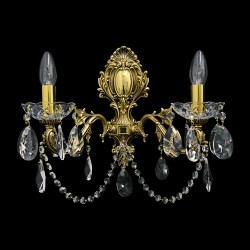 Casa Padrino Luxus Barock Kristall Wandleuchte Gold 40 x 20 x H. 37 cm - Prunkvolle Messing Wandleuchte mit böhmischem Kristallglas - Barock Möbel - Edel & Prunkvoll