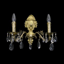 Casa Padrino Applique murale en cristal baroque de luxe Or 36 x 20 x H. 32 cm - Somptueuse Applique murale en laiton avec cristal de Bohême - Meubles baroques - Noble & somptueux Casa Padrino Applique murale en cristal baroque de luxe Or 36 x 20 x H. 32 cm - Somptueuse Applique murale en laiton avec cristal de Bohême - Meubles baroques - Noble & somptueux