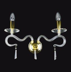 Casa Padrino Lampada da soffitto in cristallo di lusso Oro 38 x 16 x H. 23 cm - Sontuosa Lampada da soffitto in ottone con cristallo di Boemia - Mobili barocchi - Nobile e sontuoso