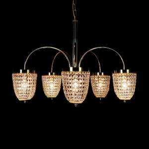 Casa Padrino Luxus Barock Kristall Kronleuchter Gold Ø 75 x H. 58 cm - Prunkvolle Messing Kronleuchter mit böhmischem Kristallglas - Barock Möbel - Edel & Prunkvoll
