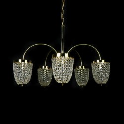 Casa Padrino Luxury Baroque Crystal Chandelier Gold Ø 75 x H. 58 cm - Magnificent Brass Chandelier with Bohemian Crystal Glass - Baroque Furniture - Noble & Magnificent Casa Padrino Luxury Baroque Crystal Chandelier Gold Ø 75 x H. 58 cm - Magnificent Brass Chandelier with Bohemian Crystal Glass - Baroque Furniture - Noble & Magnificent