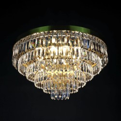 Casa Padrino Lampada da soffitto in cristallo di lusso Oro Ø 60 x H. 34 cm - Sontuosa Lampada da soffitto in ottone con cristallo di Boemia - Mobili barocchi - Nobile e sontuoso