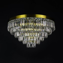 Casa Padrino Lampada da soffitto in cristallo di lusso Oro Ø 60 x H. 34 cm - Sontuosa Lampada da soffitto in ottone con cristallo di Boemia - Mobili barocchi - Nobile e sontuoso