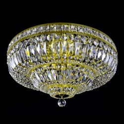 Casa Padrino Lampada da soffitto in cristallo barocco di lusso Oro Ø 60 x H. 30 cm - Sontuosa Lampada da soffitto in ottone con cristallo di Boemia - Mobili barocchi - Nobile e sontuoso