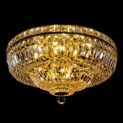 Casa Padrino Lampada da soffitto in cristallo barocco di lusso Oro Ø 60 x H. 30 cm - Sontuosa Lampada da soffitto in ottone con cristallo di Boemia - Mobili barocchi - Nobile e sontuoso