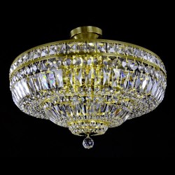 Casa Padrino Lampada da soffitto in cristallo barocco di lusso Oro Ø 60 x H. 30 cm - Sontuosa Lampada da soffitto in ottone con cristallo di Boemia - Mobili barocchi - Nobile e sontuoso