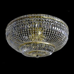Casa Padrino Luxus Barock Kristall Deckenleuchte Gold Ø 90 x H. 45 cm - Prunkvolle Messing Deckenleuchte mit böhmischem Kristallglas - Barock Möbel - Edel & Prunkvoll Casa Padrino Luxus Barock Kristall Deckenleuchte Gold Ø 90 x H. 45 cm - Prunkvolle Messing Deckenleuchte mit böhmischem Kristallglas - Barock Möbel - Edel & Prunkvoll