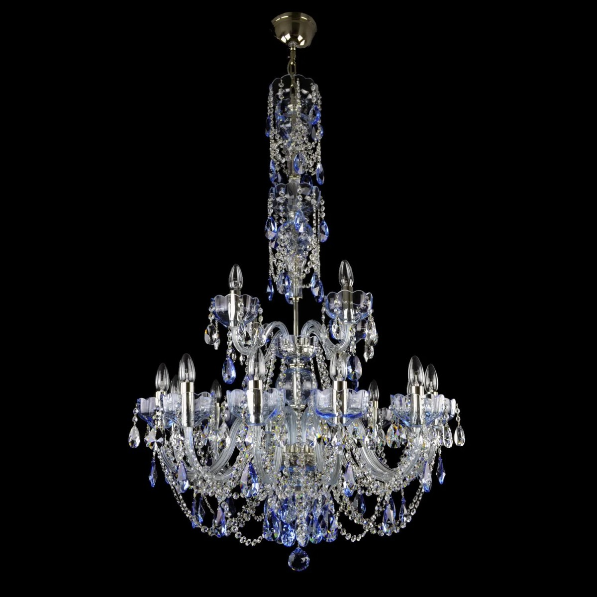 Casa Padrino Luxury Baroque Crystal Chandelier Silver Ø 80 x H. 130 cm - Magnificent Brass Chandelier with Bohemian Crystal Glass - Baroque Furniture - Noble & Magnificent Casa Padrino Luxury Baroque Crystal Chandelier Silver Ø 80 x H. 130 cm - Magnificent Brass Chandelier with Bohemian Crystal Glass - Baroque Furniture - Noble & Magnificent