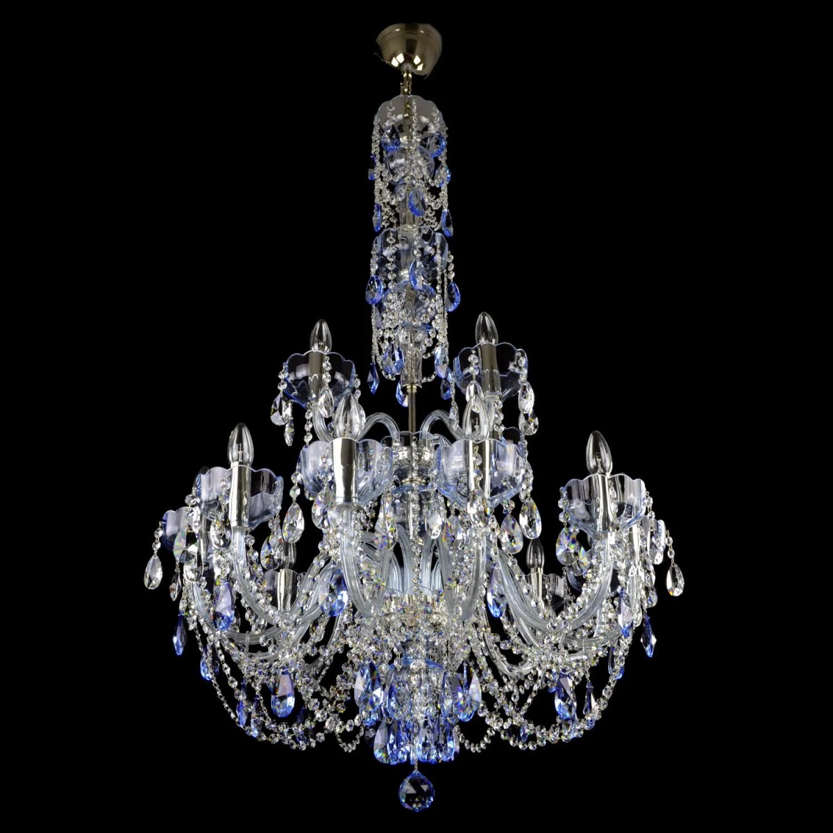 Casa Padrino Luxury Baroque Crystal Chandelier Silver Ø 80 x H. 130 cm - Magnificent Brass Chandelier with Bohemian Crystal Glass - Baroque Furniture - Noble & Magnificent Casa Padrino Luxury Baroque Crystal Chandelier Silver Ø 80 x H. 130 cm - Magnificent Brass Chandelier with Bohemian Crystal Glass - Baroque Furniture - Noble & Magnificent