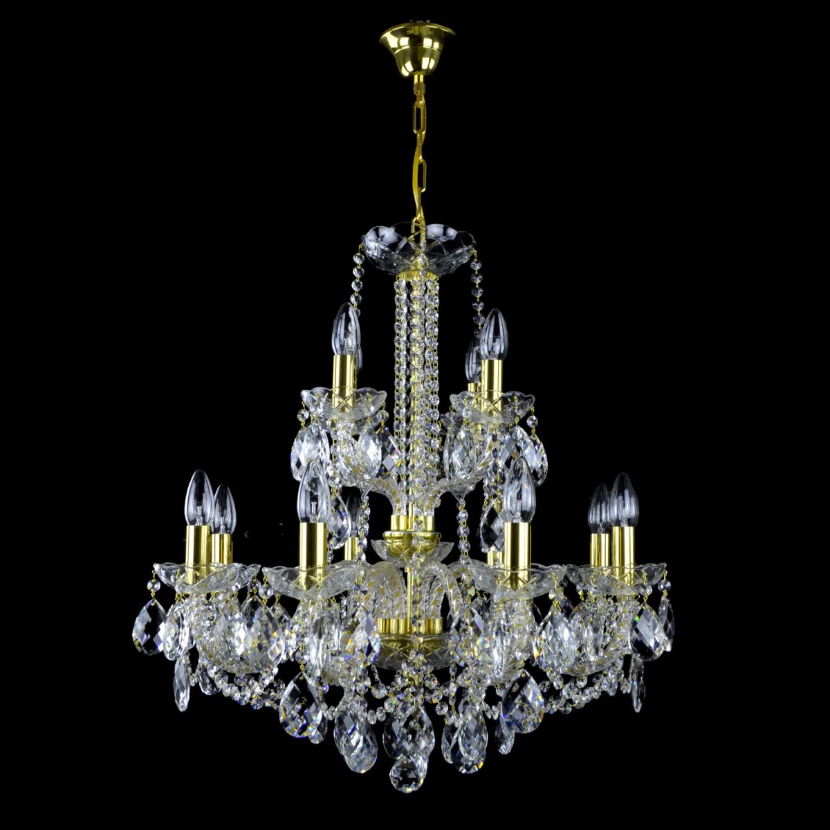Casa Padrino Luxus Barock Kristall Kronleuchter Gold Ø 64 x H. 68 cm - Prunkvolle Messing Kronleuchter mit böhmischem Kristallglas - Barock Möbel - Edel & Prunkvoll Casa Padrino Luxus Barock Kristall Kronleuchter Gold Ø 64 x H. 68 cm - Prunkvolle Messing Kronleuchter mit böhmischem Kristallglas - Barock Möbel - Edel & Prunkvoll