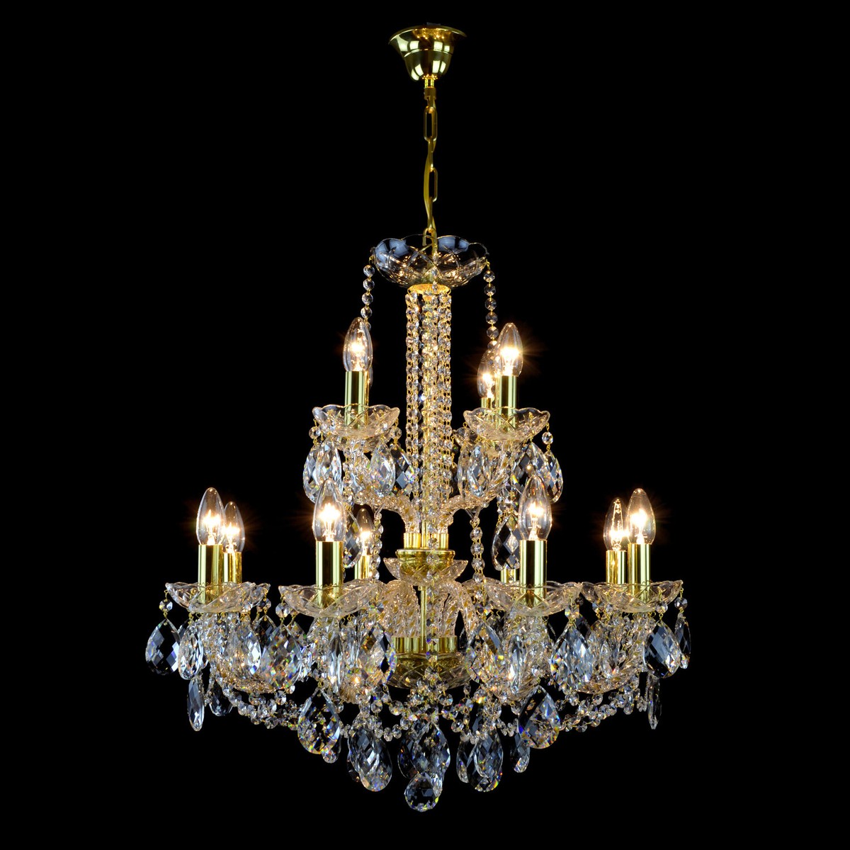 Casa Padrino Luxus Barock Kristall Kronleuchter Gold Ø 64 x H. 68 cm - Prunkvolle Messing Kronleuchter mit böhmischem Kristallglas - Barock Möbel - Edel & Prunkvoll Casa Padrino Luxus Barock Kristall Kronleuchter Gold Ø 64 x H. 68 cm - Prunkvolle Messing Kronleuchter mit böhmischem Kristallglas - Barock Möbel - Edel & Prunkvoll