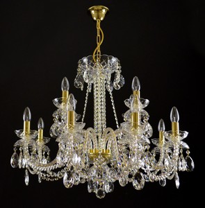 Casa Padrino Luxus Barock Kristall Kronleuchter Gold Ø 64 x H. 68 cm - Prunkvolle Messing Kronleuchter mit böhmischem Kristallglas - Barock Möbel - Edel & Prunkvoll