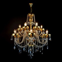 Casa Padrino Luxus Barock Kristall Kronleuchter Gold Ø 78 x H. 88 cm - Prunkvolle Messing Kronleuchter mit böhmischem Kristallglas - Barock Möbel - Edel & Prunkvoll