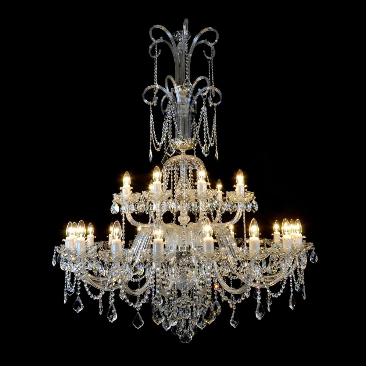 Casa Padrino Luxury Baroque Crystal Chandelier Silver Ø 118 x H. 155 cm - Magnificent Brass Chandelier with Bohemian Crystal Glass - Baroque Furniture - Noble & Magnificent Casa Padrino Luxury Baroque Crystal Chandelier Silver Ø 118 x H. 155 cm - Magnificent Brass Chandelier with Bohemian Crystal Glass - Baroque Furniture - Noble & Magnificent