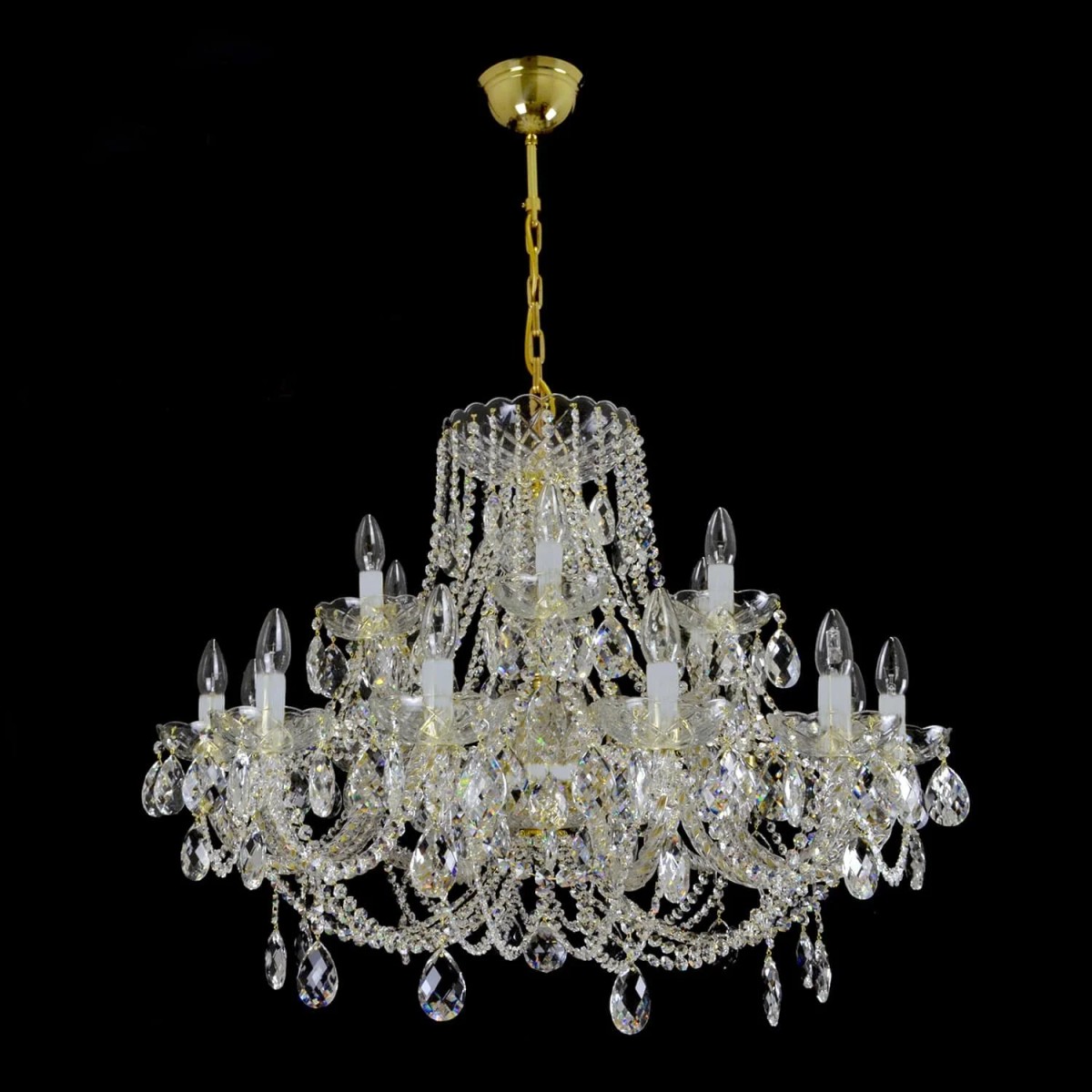 Casa Padrino Lampadario in cristallo barocco di lusso Oro Ø 95 x H. 58 cm - Sontuosa Lampadario in ottone con cristallo di Boemia - Mobili barocchi - Nobile e sontuoso Casa Padrino Lampadario in cristallo barocco di lusso Oro Ø 95 x H. 58 cm - Sontuosa Lampadario in ottone con cristallo di Boemia - Mobili barocchi - Nobile e sontuoso