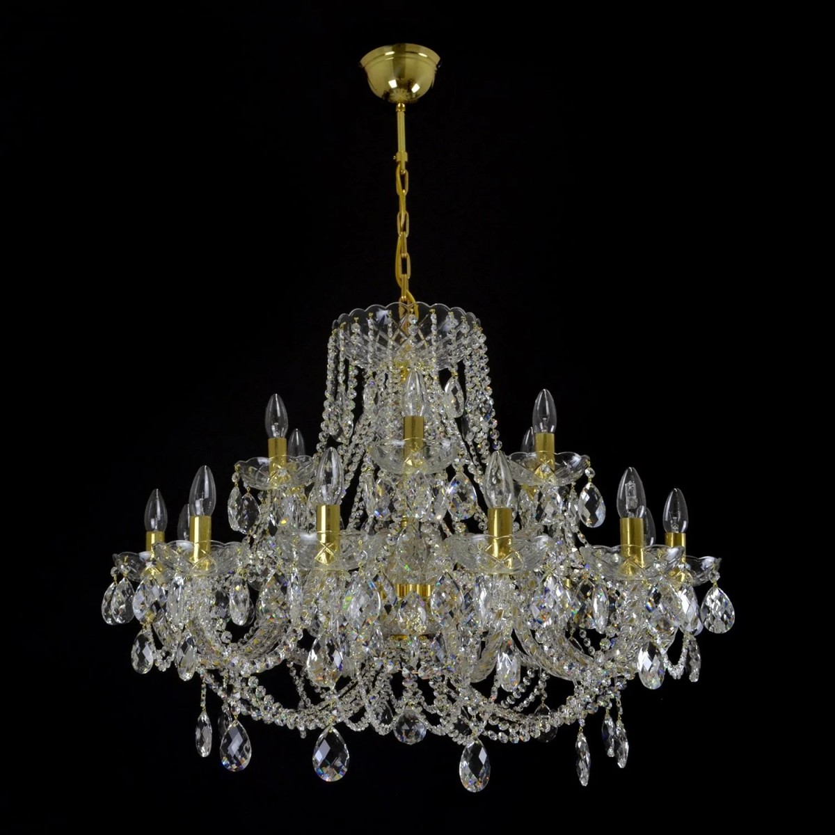 Casa Padrino Lampadario in cristallo barocco di lusso Oro Ø 95 x H. 58 cm - Sontuosa Lampadario in ottone con cristallo di Boemia - Mobili barocchi - Nobile e sontuoso Casa Padrino Lampadario in cristallo barocco di lusso Oro Ø 95 x H. 58 cm - Sontuosa Lampadario in ottone con cristallo di Boemia - Mobili barocchi - Nobile e sontuoso