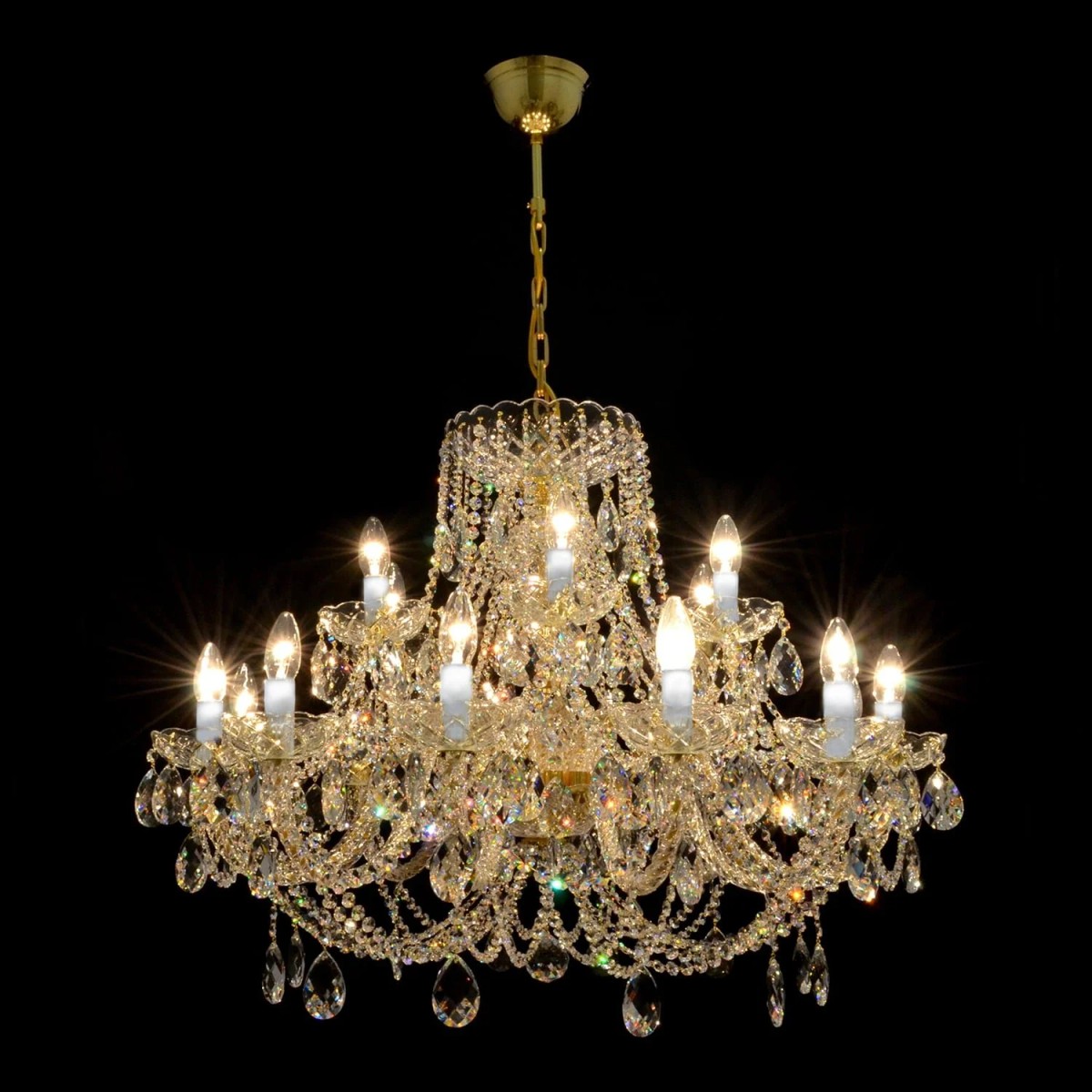 Casa Padrino Lampadario in cristallo barocco di lusso Oro Ø 95 x H. 58 cm - Sontuosa Lampadario in ottone con cristallo di Boemia - Mobili barocchi - Nobile e sontuoso Casa Padrino Lampadario in cristallo barocco di lusso Oro Ø 95 x H. 58 cm - Sontuosa Lampadario in ottone con cristallo di Boemia - Mobili barocchi - Nobile e sontuoso