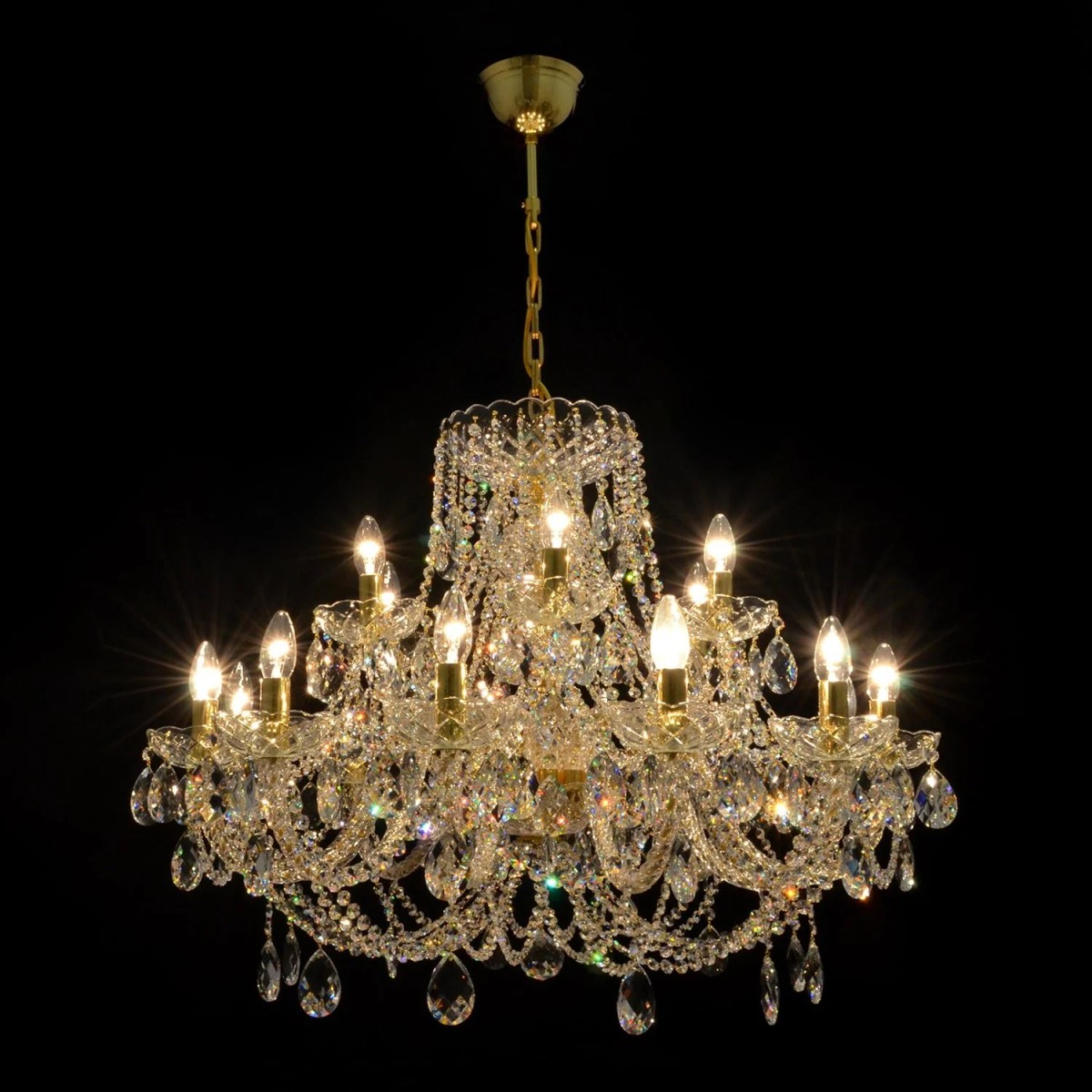 Casa Padrino Lampadario in cristallo barocco di lusso Oro Ø 95 x H. 58 cm - Sontuosa Lampadario in ottone con cristallo di Boemia - Mobili barocchi - Nobile e sontuoso Casa Padrino Lampadario in cristallo barocco di lusso Oro Ø 95 x H. 58 cm - Sontuosa Lampadario in ottone con cristallo di Boemia - Mobili barocchi - Nobile e sontuoso