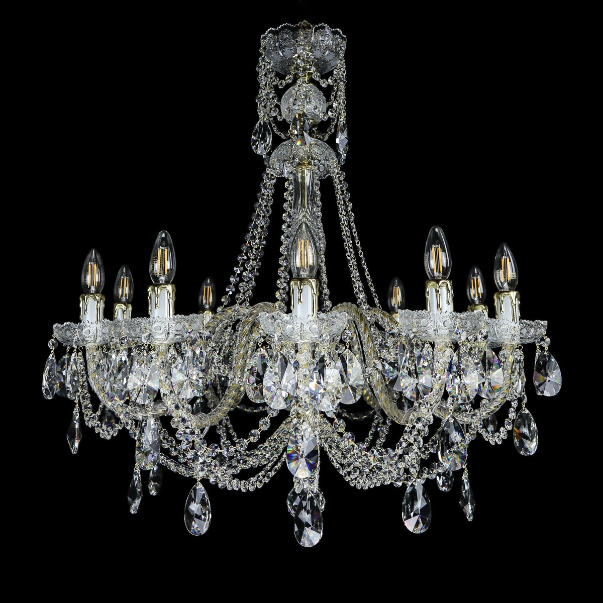 Casa Padrino Lámpara de araña de cristal barroco de lujo Oro Ø 76 x H. 78 cm - Suntuosa Lámpara de araña de latón con cristal de Bohemia - Muebles barrocos - Noble y suntuosa Casa Padrino Lámpara de araña de cristal barroco de lujo Oro Ø 76 x H. 78 cm - Suntuosa Lámpara de araña de latón con cristal de Bohemia - Muebles barrocos - Noble y suntuosa
