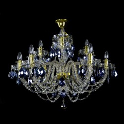 Casa Padrino Lámpara de araña de cristal barroco de lujo Oro Ø 80 x H. 60 cm - Suntuosa Lámpara de araña de latón con cristal de Bohemia - Muebles barrocos - Noble y suntuosa